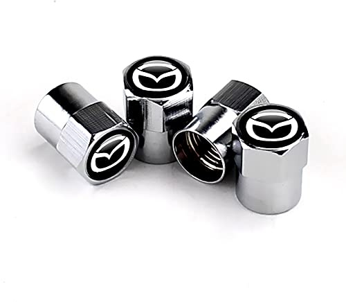 fibhyrtingy 4pcs Car Tire Air Valve Caps- Auto Wheel Tyre Dust Stems Cover with Logo Emblem Waterproof Dust-Proof Universal fit for All Cars (fit Ma Silver)
