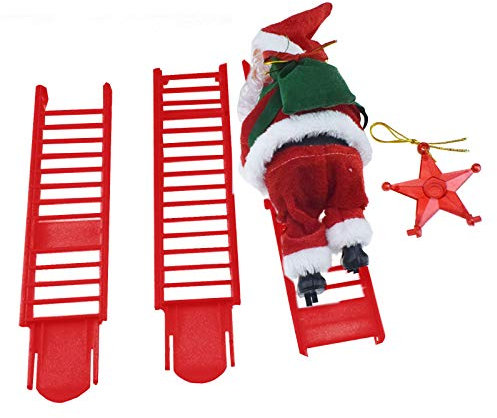 HDKEAN Traditionelle elektrische Kletterleiter, Musikornament, Weihnachten, Zuhause, Party, Dekoration, fröhlicher Weihnachtsmann