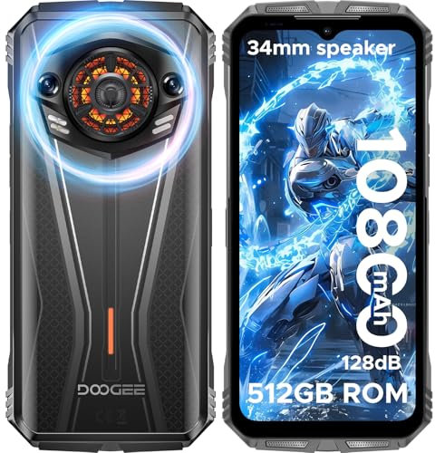 DOOGEE S Punk Pro Telefono Movil Irrompible 20GB+ 512GB/2TB, 128dB Altavoz 10800mAh/33W Movil Indestructible con Efecto Luz LED, 6.6 FHD+ 50MP Android 14 Moviles, NFC/OTG/Dual 4G/Huella Smartphone