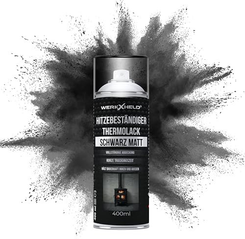 WerkXheld Ofenlack schwarz matt 400ml – Hitzebeständiger Sprühlack für Metalloberflächen, Ideal für Öfen, Grills und andere Anwendungen bei hohen Temperaturen, Rost- und Chemikalienresistent