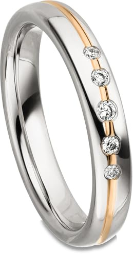Kolibri Rings Damenring Rot Vergoldet 5 Zirkonia Steine Sterling Silber 925 Ring Ehering Verlobungsring Partnerring - Inkl. Gratis Gravur und Etui