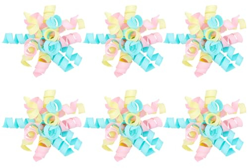 SOFPLATE 1 Box 8 Stück Osterschleifen Geschenkpapierschleifen Große Gelockte Schleifen Rosa Gelb Blau Selbstklebende Ripsbandschleifen Zum Verpacken von Geschenken Leckerlitüten Geschenktüten Geburtst