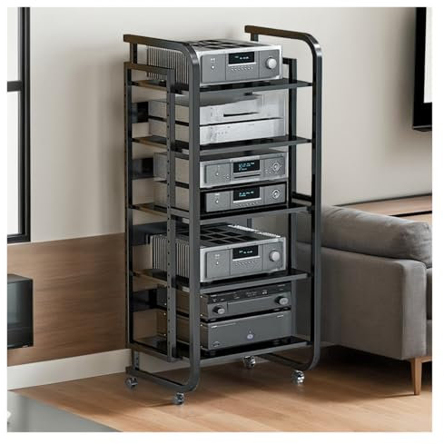 audio hifi rack regal 5-stufiges Audio-Video-Receiver-Rack, Eck-Aufbewahrungseinheit For Stereoanlagenkomponenten, CD-DVD-Plattenspieler-Medienkonsolenschrank For Zuhause, Plattenspieler-Verstärkerwec