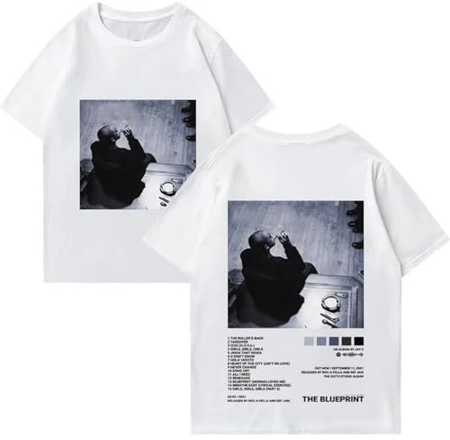 Generico Rapper Jay Z Hip Hop Album Stampa T-Shirt Nera Uomo Donna Vintage Oversize Streetwear Unisex Manica Corta T-Shirt (A M)