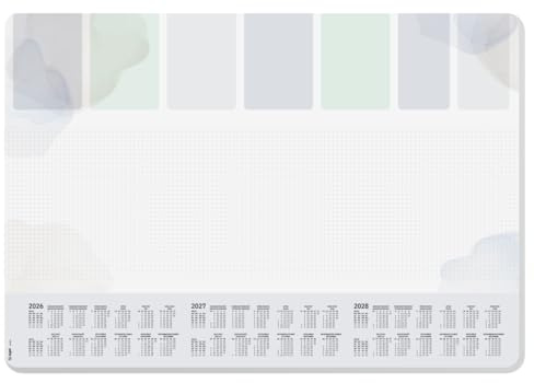 SIGEL H6312 Vade de papel de sobremesa- planing semanal - gris claro/azul claro/verde claro - aprox A2-2026/2027/2028 - DE/EN/FR/NL - 30 hojas - certificación FSC