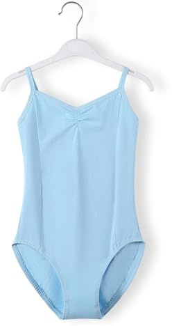 AYKNINGD Maillot Ballet NiñA, Maillot Gimnasia Ritmica NiñA Maillot De Ballet Camisola For Niñas, Ropa De Baile, Maillot De Gimnasia De Algodón con Tirantes, Vestido De Ballet(Blue,Tag 8(115-125cm))