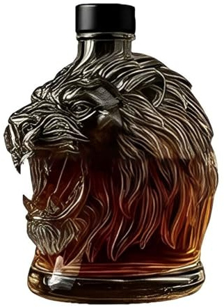 Decantador Whisky - Arte Estatua, Decantador De Whisky De Cristal Con Forma De León, Botella Divertida De 330 Ml Con Cabeza De León, Ideal Para El Día Del Padre Y El Día De La Madre.(B)