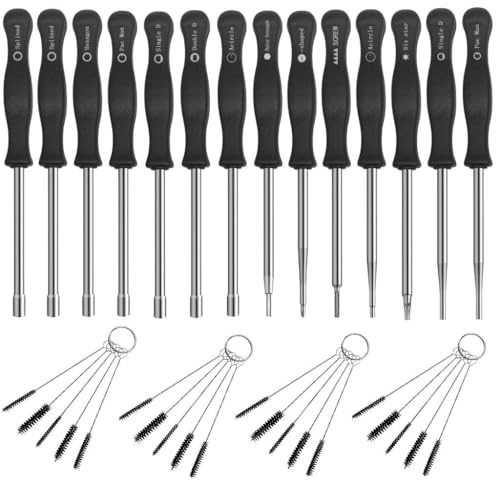 Strongthium Kit 14 Outils Réglage Carburateur pour Moteurs 2 Temps – Echo Stihl Husqvarna Poulan MTD – Tronçonneuse Débroussailleuse Souffleur – Avec Brosses de Nettoyage
