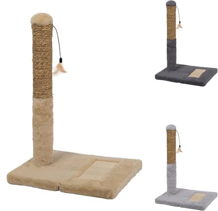 PATAM Palo rascador de sisal con Pluma de Juego - Softy (Beige)