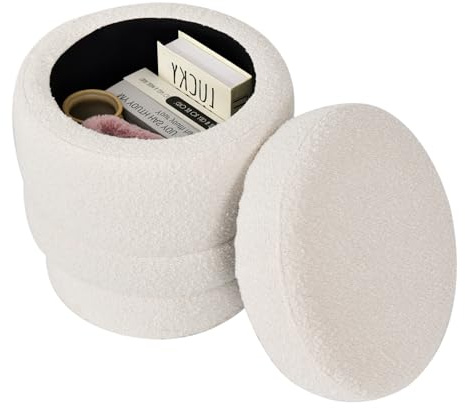 Duhome Ottoman Drehbar Rund Polsterhocker mit Stauraum Sitzhocker mit Deckel Stauhocker für Schlafzimmer Wohnzimmer Flur