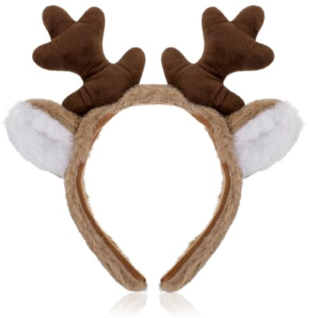 Qianyu Rentiergeweih Stirnband Tierohren Haarband Rentier Haarreifen | Haar-Accessoires, für Party Cosplay Kostüm, Weihnachten Halloween