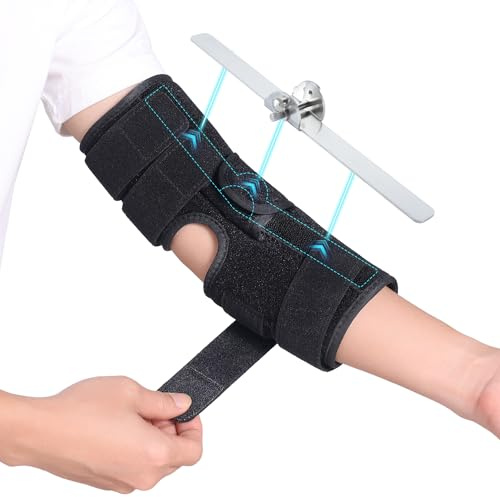 Cubital Tunnel Syndrome Elbow Brace, Ulnar Nerve Entrapment Splint, Elbow Immobilizer for Night Sleeping and Day Working, 4 Angles Adjustable, Fit Women & Men, Right & Left Arm - M
