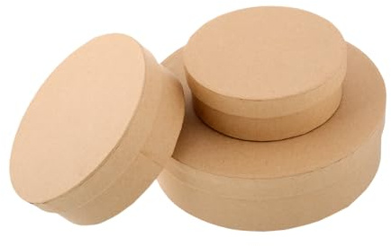 Gatuida Conjunto de 3 Cajas Redondas para Manualidades y Regalos de Papel Kraft Diseño DIY Multipropósito y Almacenamiento Ideales para Dulces en Ocasiones Obsequios