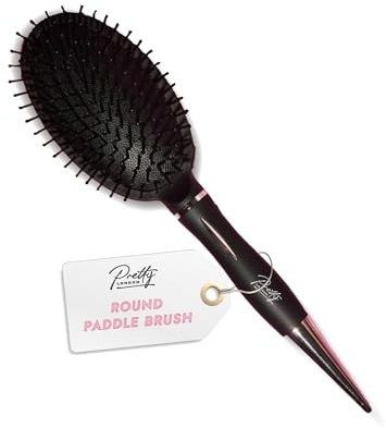 Pretty London – Hair Brush for Women (Round Paddle Hair Brush - Black)