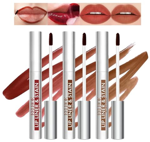 3PCS Peel Off Lip Liner, Matte Lip Stain Peel Off Langanhaltender Peel Off Lip Stain, Wasserfest Lipliner Tattoo Peel Off, Hochpigmentierte Farbe Lip Tint Peel Off, Lip Tattoo Peel Off für Frauen