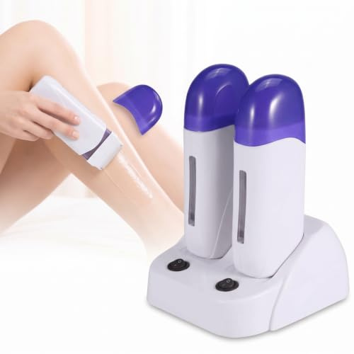 DOUQIFEI Roll-on Wax Warmer, 3 Types of Wax, Deshedding Roller, Heating, Waxing, Body Hair Removal Machine with Heating Base for Soft Wax (European Standard Two Seater)