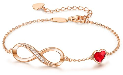 Infinity Armband Damen 925 Sterling Silber Geschenke für Frauen | Unendlichkeit Herz Armbänder Armkette Rosegold or Edelstahl Geburtstags Weihnachten Geschenk für Sie Frauen Freundin mama