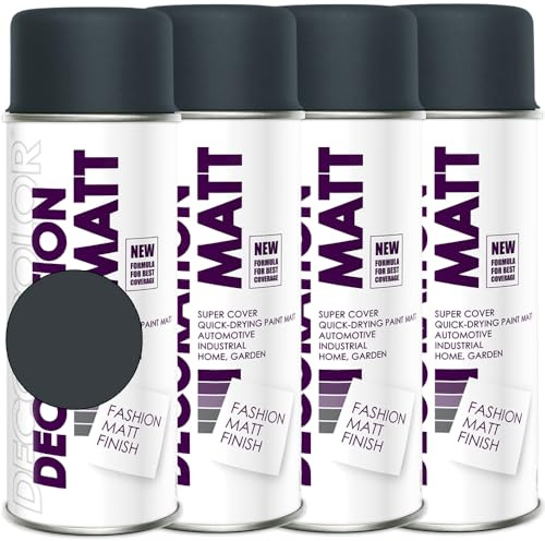 DECO COLOR 4er Sparpack Lackspray 400ml matt nach RAL (4 Dosen in anthrazit MATT RAL 7016)