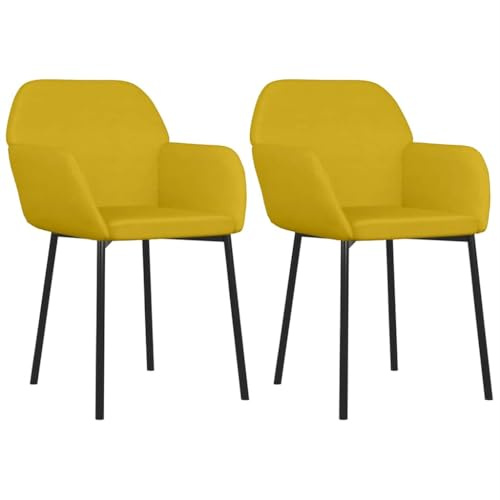 Mhdvray 2er Set Esszimmerstühle Gelb Samt - Polsterstühle mit Armlehne und Metallbeinen - Moderner Schalenstuhl für Esszimmer, Küche und Wohnzimmer - Ergonomische Küchenstühle, Belastbar bis 110kg