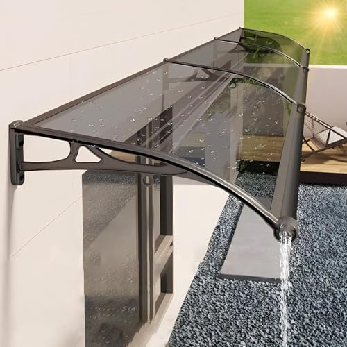 Vattentät dörrbaldakin för entré – UV- och hagelskydd, aluminiumfäste trädgård veranda skydd (svart, 60 x 60 cm/24 x 24 tum) – regn och snöskydd, väderbeständig