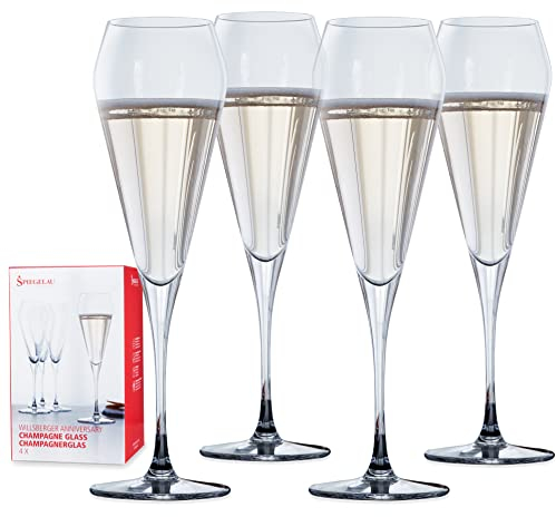 Spiegelau Willsberger Anniversary - Set di 4 calici flûte da Champagne, in Cristallo al Piombo, Colore: Cristallo Trasparente