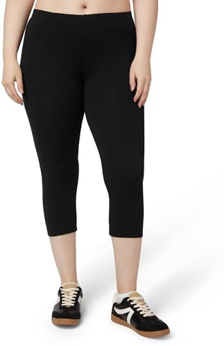 No nonsense Women’s Capri Leggings - Soft Cotton Feel, Comfortable & Perfect for Layering, Gentle Elastic Waistband, Women's Pants, Black, X-Large