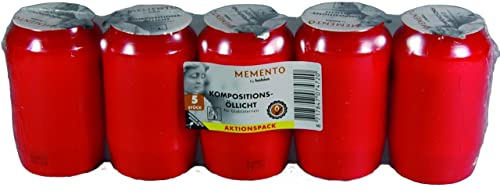 Bolsius Kompositions-Öllicht Nr. 3 rot, Höhe 9,5 cm, Ø 5,7 cm 5er Pack