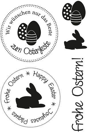 Efco Stempel Clear ?Ostern 1?. transparent. A7/ 74 x 105 mm. 5-teilig