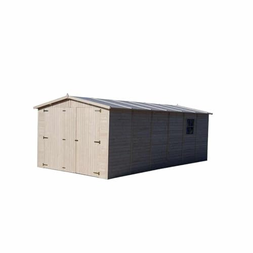 Gardiun Garage en Bois Mikhail II 20 m² extérieur 324 x 616 x 192/222 cm