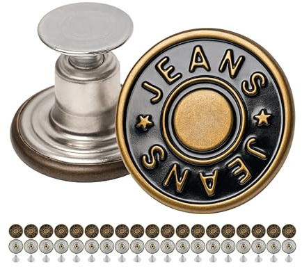 Byxknappar för nitning, 20-pack, Ø 20 mm jeansknappar i mässing, bronsfärgade, jeansknapp med nitar, jeansknapp för nitning, byxknapp i metall, byxknappssats, robusta byxknappar