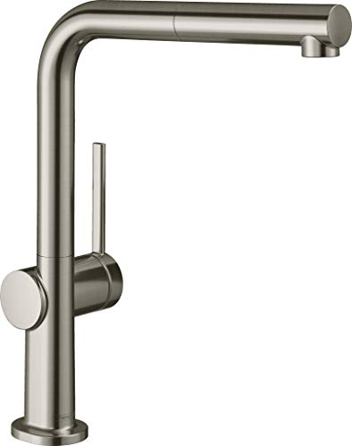 hansgrohe Küchenarmatur Talis M54 (Wasserhahn Küche mit Schlauchbox, 360° schwenkbar, ausziehbarer Auslauf, hoher Komfort-Auslauf 270mm, Standardanschlüsse) Edelstahl Finish