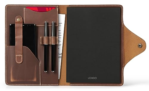 Londo Echtleder Portfolio – Schreibmappe mit Notizblock & Druckknopfverschluss für Business, Büro & Reisen