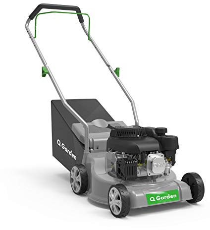 Q Garden QG39-130 4 Wheel Petrol Rotary Lawnmower with 3 Cutting Heights, 39cm Cutting Width and 35L Collection Bag - 1 Year Guarantee