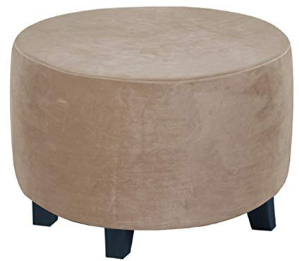 BAIYA Hockerbezug,Stretch Husse,Jacquard Hockerbezug,Überzug,Bezug Für Ottomane,Velvet (Taupe,XL)