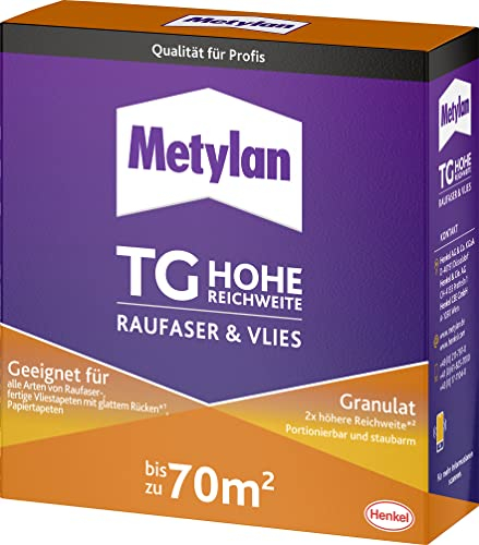Metylan TG Hohe Reichweite Raufaser und Vlies Granulat, Tapetenkleister für Raufaser-, Papier und Vliestapeten, einfach anzuwendender Kleister, transparent, 1x500g