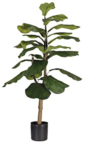 Blooming Artificial Plants Indoors in Pots, Faux Decorative Foliage, No Hassle, Easy Care, Perfect for Bringing Life to Indoor Spaces (Fiddle Leaf Fig) (Green) (90cm)