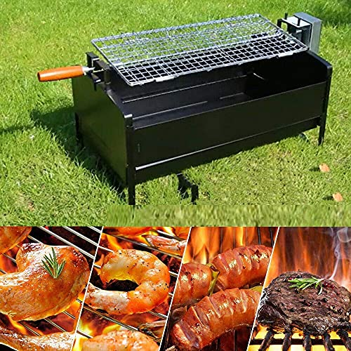 Kit de rôtisserie électrique Barbecue Grill Rotation Automatique Charbon de Bois Extérieur Ménage Grill électrique Flip en Acier Inoxydable Machine à Griller, livré avec 2 Types de chargeurs