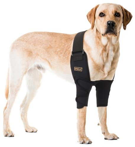 OPSELU Hunde-Schulterbandage für Hunde, Ellenbogen- und Schulterstütze, Ellenbogenhygrom, Dysplasie, Arthrose, Ellenbogenschwielen, Druckstellen und Schulterluxation, Hundebeinbandage vorne (L) | Ellenbogenhygrom, Dysplasie, Arthrose, Ellenbogenschwielen, Druckstellen und Schulterluxation, Hundebeinbandage vorne (L)