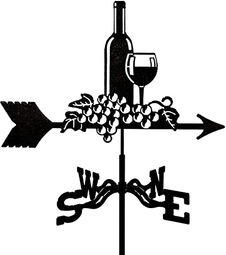Wetterfahne, Weintrauben-Ornament, Wetterhahn aus Edelstahl mit Montagehalterung, korrosionsbeständig, Windrichtung