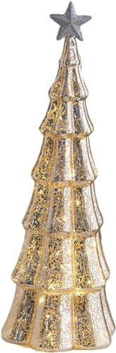 Lighted Up Christmas Tree Ornaments Lighted Desktop Ornaments Christmas Tabletop Tree Model Glass Christmas Tree for Holiday Xmas New Year Table Decor - A