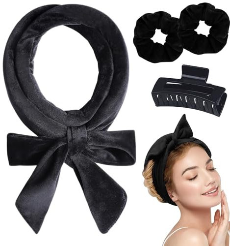 Hair Curlers Heatless Headband Curling Rod Soft Sleep Hair Rollers No Heat Wave Curler with Hair Clip Overnight Curls for Long Medium Short Hair DIY Styling (Black)