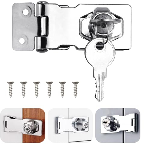SLTAXAR Lucchetto con Serratura a Viti 4 Pollici Serratura per Porta con Chiave Chiusura di Sicurezza Lucchetto Hasp Argrnto Blocco per Cassetti con Chiavi per Porte Armadietti Cassetti Casse di Legno