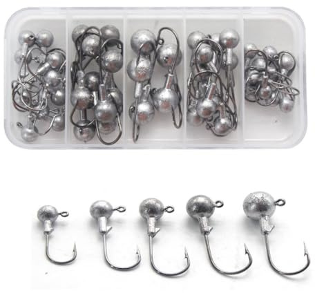 HOUSON 45PCS Angelhakenset - Scharfe Angelhaken Jig-Angelhaken für Gummifische, Seefische (2#/3.5#/5#/7#/10#)