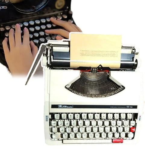 WhAeoy Altmodische Manuelle Schreibmaschine, Maschinen-Textverarbeitungsschreibmaschine, Tragbar Und Einfach Zu Bedienen, Flexible Tasten, Klare Handschrift, Kein Strom,A