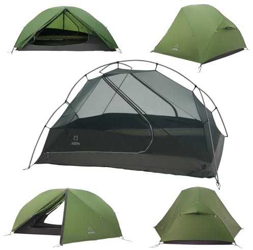 ATEPA Campingzelt für 1 Person, Nylon, Ultraleicht, 4000 mm + wasserdicht, geräumig, Rucksackreisen, Doppellagiges Zelt für Camping, Wandern, Motorradfahren, Fahrradpacken