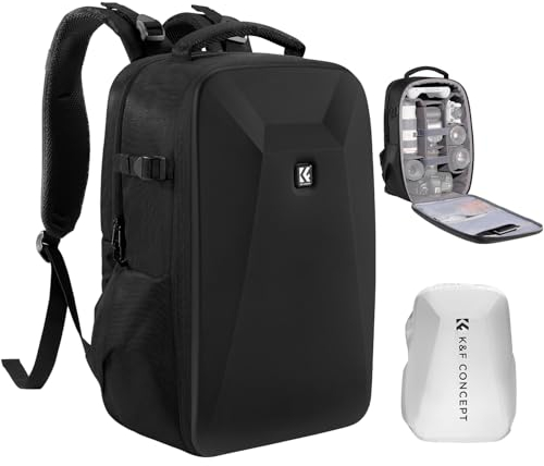 K&F Concept Camera Backpack,Hardshell DSLR Photography Camera Bag with 15-15.6 Inch Laptop Compartment Waterproof Camera Case Compatible for Canon/Nikon/Sony/DJI Mavic Drone