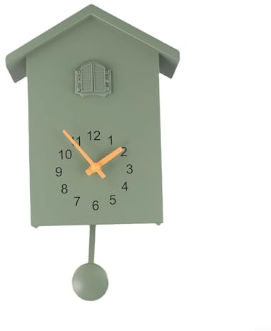 Minimalistische Kuckucksuhr, tadellose Handwerkskunst, schwingendes Pendel, ABS-Material (grün)