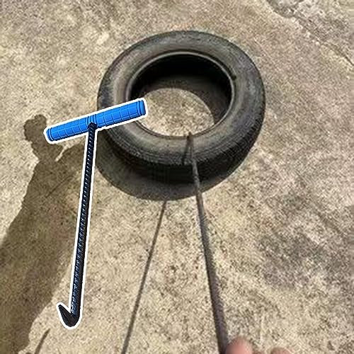 Gancho de elevación para tapa de boca de acero de 80 cm de largo con mango antideslizante para drenaje de tormentas, gancho para mover y tirar, tamaño 1,27 cm