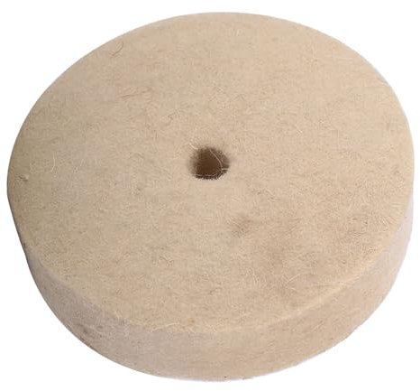 Ruota per Lucidatura in Lana, 1 Disco per Lucidatura in Feltro Rotondo Beige da 100 X 25 Mm da 4 Pollici per Metallo, Vetro, Legno con Cera Lucidante o Pasta Abrasiva