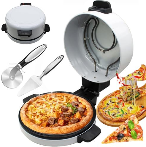 Macchina per Pizza elettrica da 2000 W, Forno per Pizza Portatile per Interni da 12 Pollici con Elementi riscaldanti su Entrambi i Lati, Rivestimento Antiaderente, Macchina per Pizza ad Alta